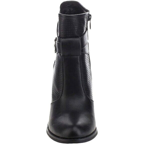 Refresh Beyond-03 Women's Laser Cut-Out Buckle Detail Chunky Heel Ankle Boots - Picture 6 of 8